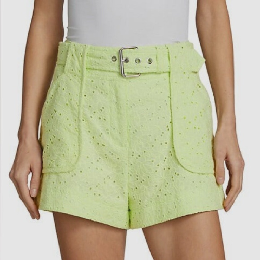 10 Crosby Derek Lam Eyelet Macha Green Shorts